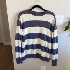 Brandy Melville Blue & Cream Striped Crewneck Sweater, 100% Cotton